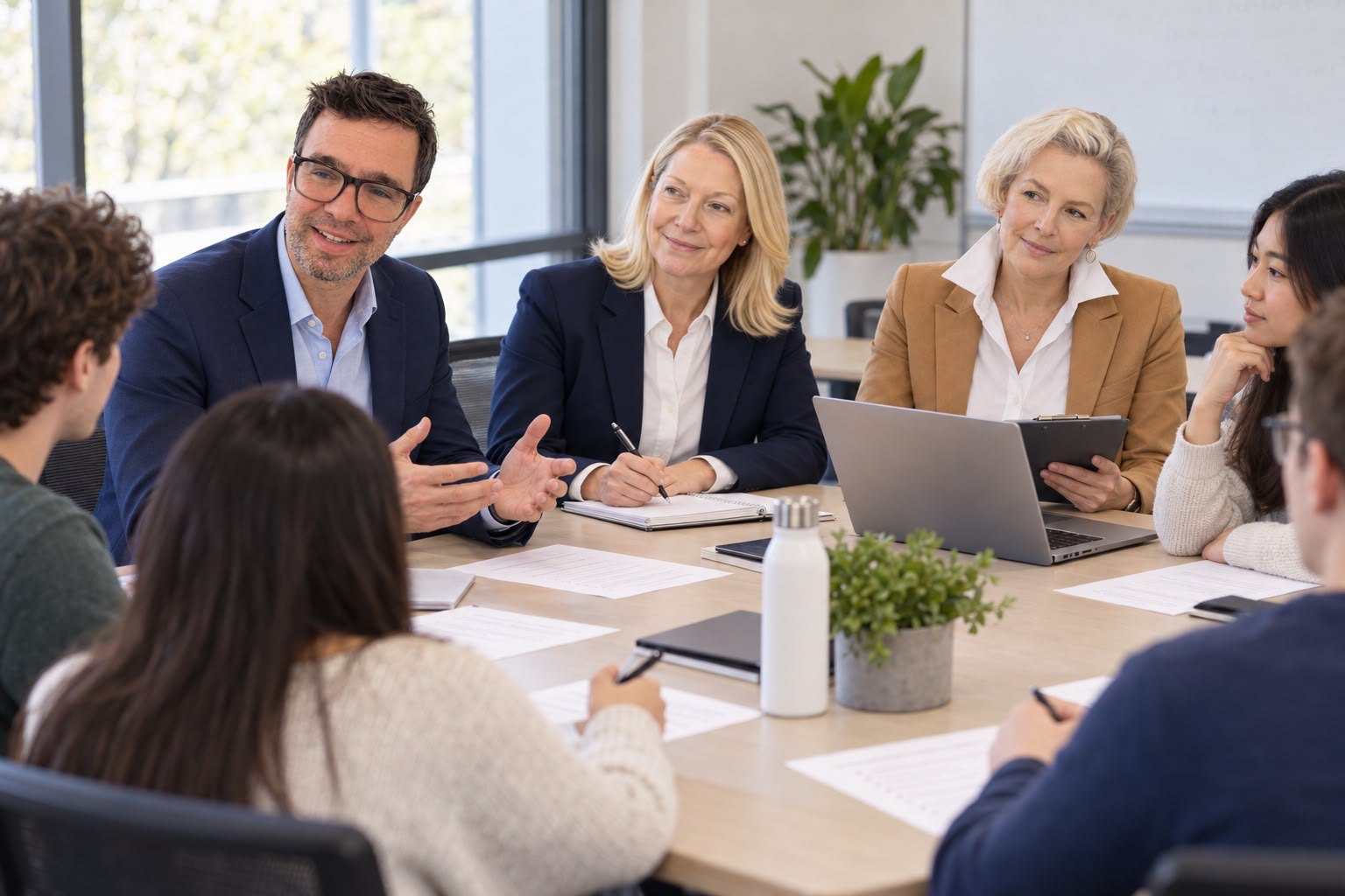 Tanoia team members in a meeting around a conference table